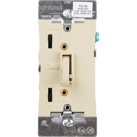 Leviton Incandescent/Halogen/LED/CFL Ivory Slide Dimmer Switch R11-TSL06-1KI